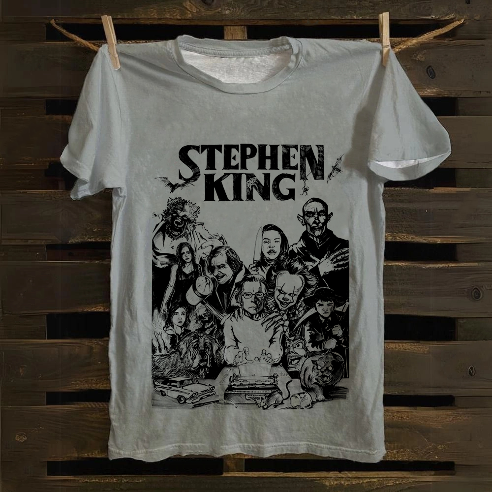 Unisex Casual Stephen King Celebrities PrintedTank Cotton T-Shirt