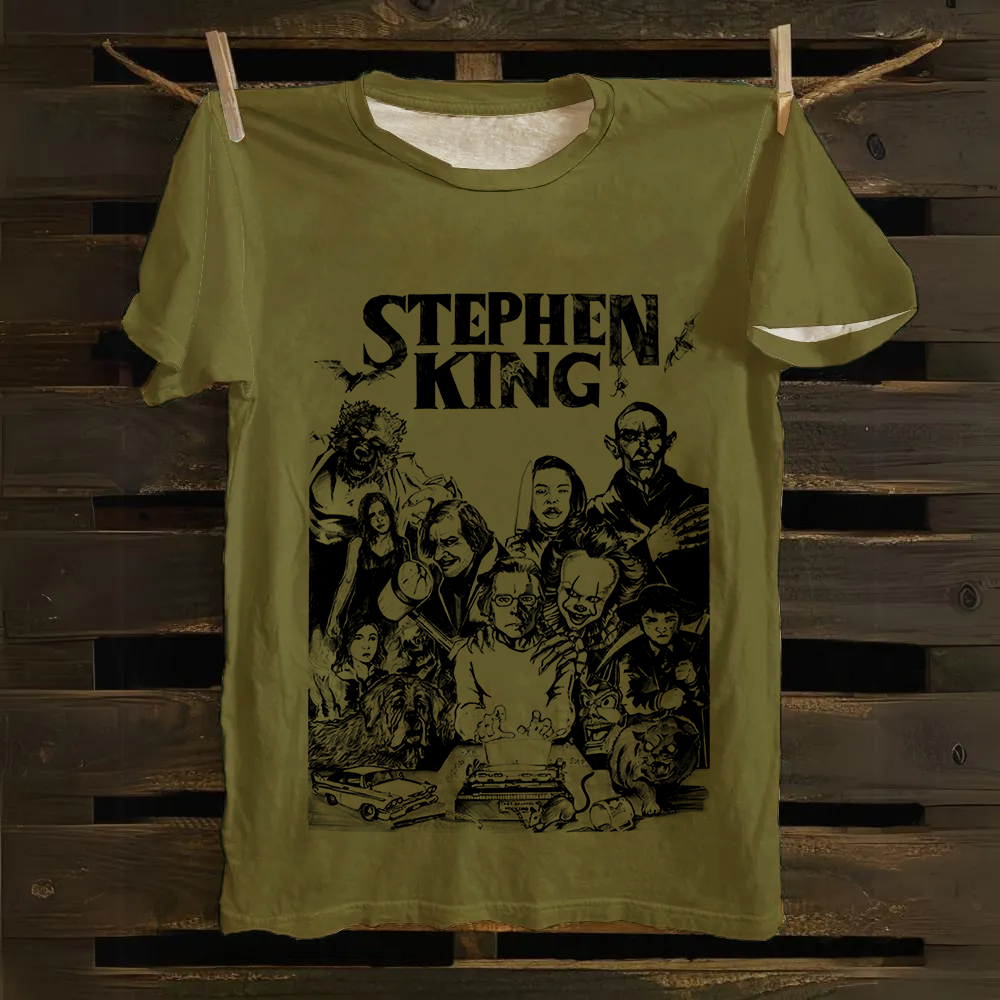 Unisex Casual Stephen King Celebrities PrintedTank Cotton T-Shirt