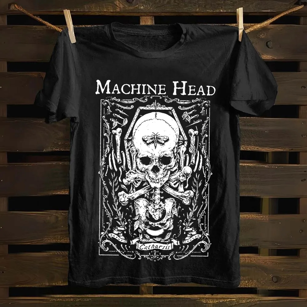 Unisex Casual Machine Head Band Heavy Meta Cotton T-Shirt