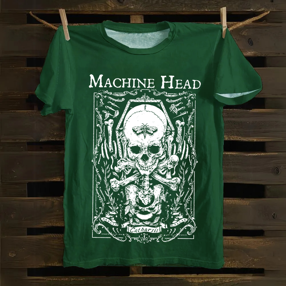 Unisex Casual Machine Head Band Heavy Meta Cotton T-Shirt