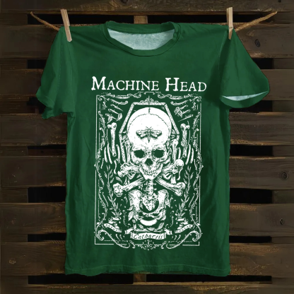 Unisex Casual Machine Head Band Heavy Meta Cotton T-Shirt