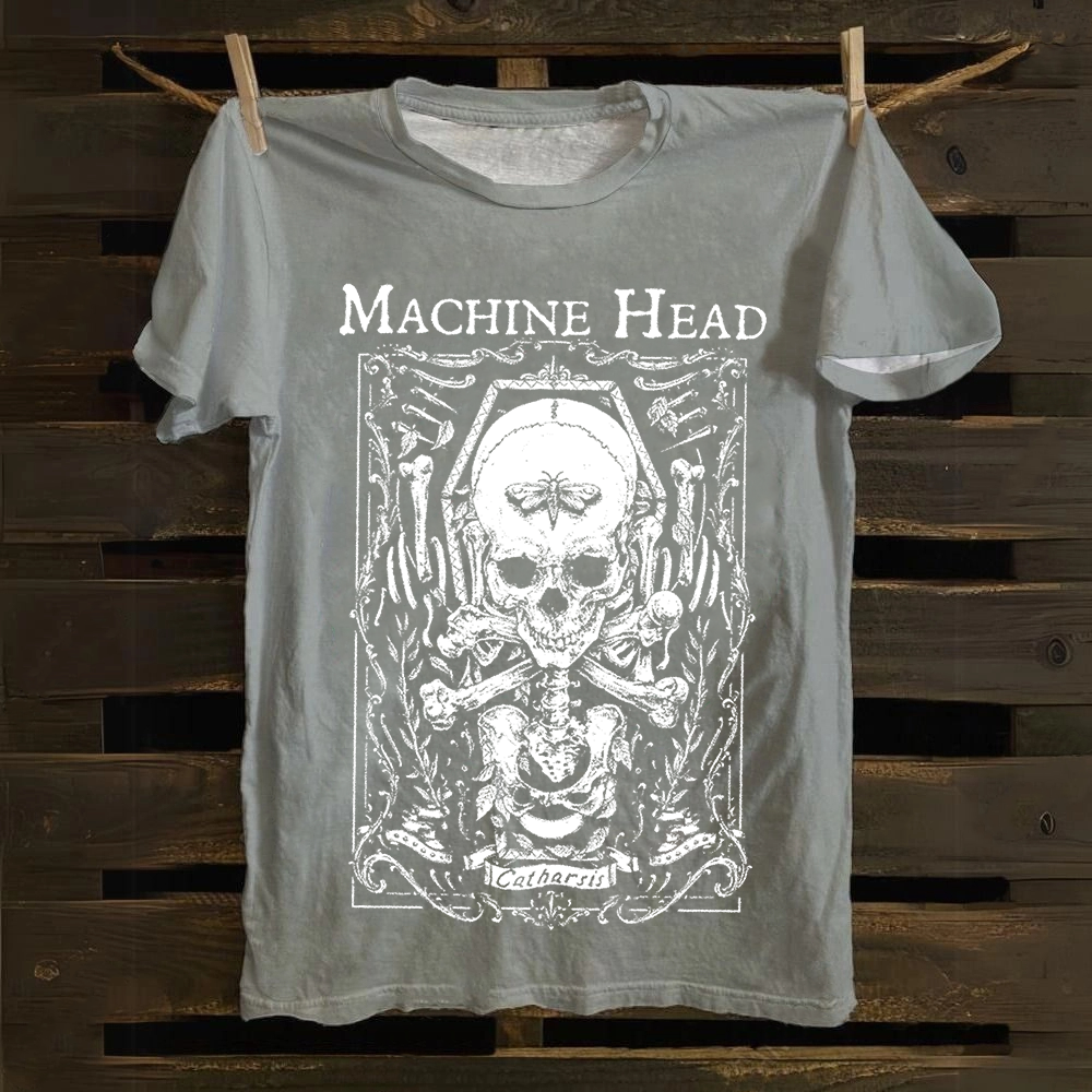 Unisex Casual Machine Head Band Heavy Meta Cotton T-Shirt