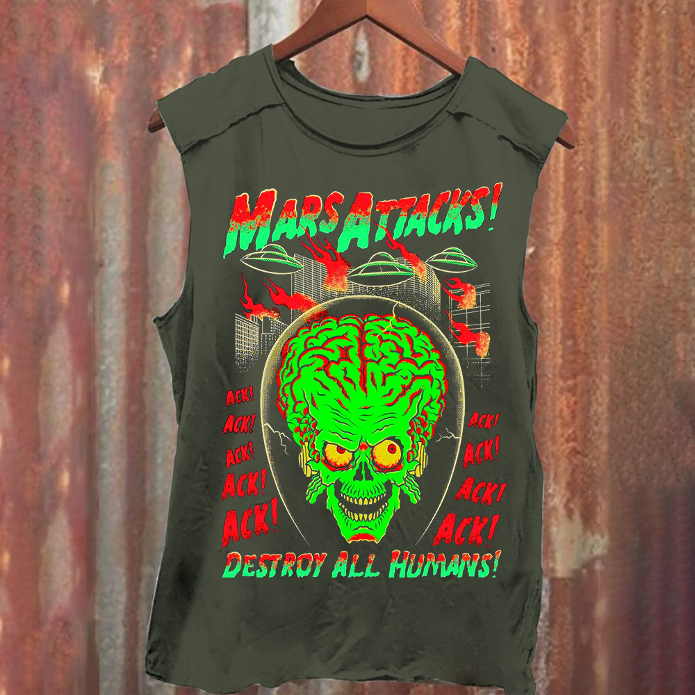 Unisex Vintage Washed Mars Attacks Tank Top