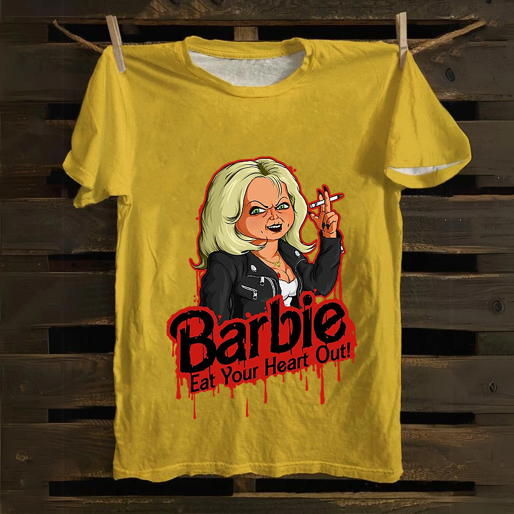 Unisex Casual chucky Barbie- Eat your heart out Printed Cotton T-Shirt