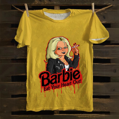 Unisex Casual chucky Barbie- Eat your heart out Printed Cotton T-Shirt