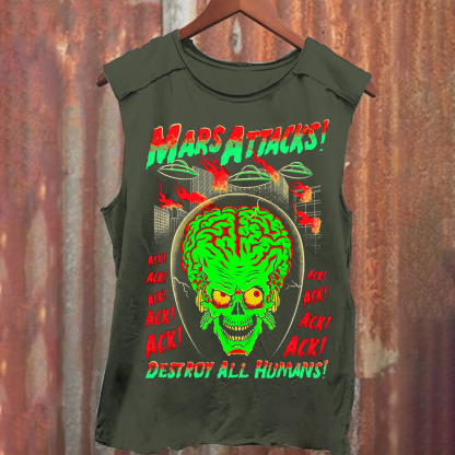 Unisex Vintage Washed Mars Attacks Tank Top