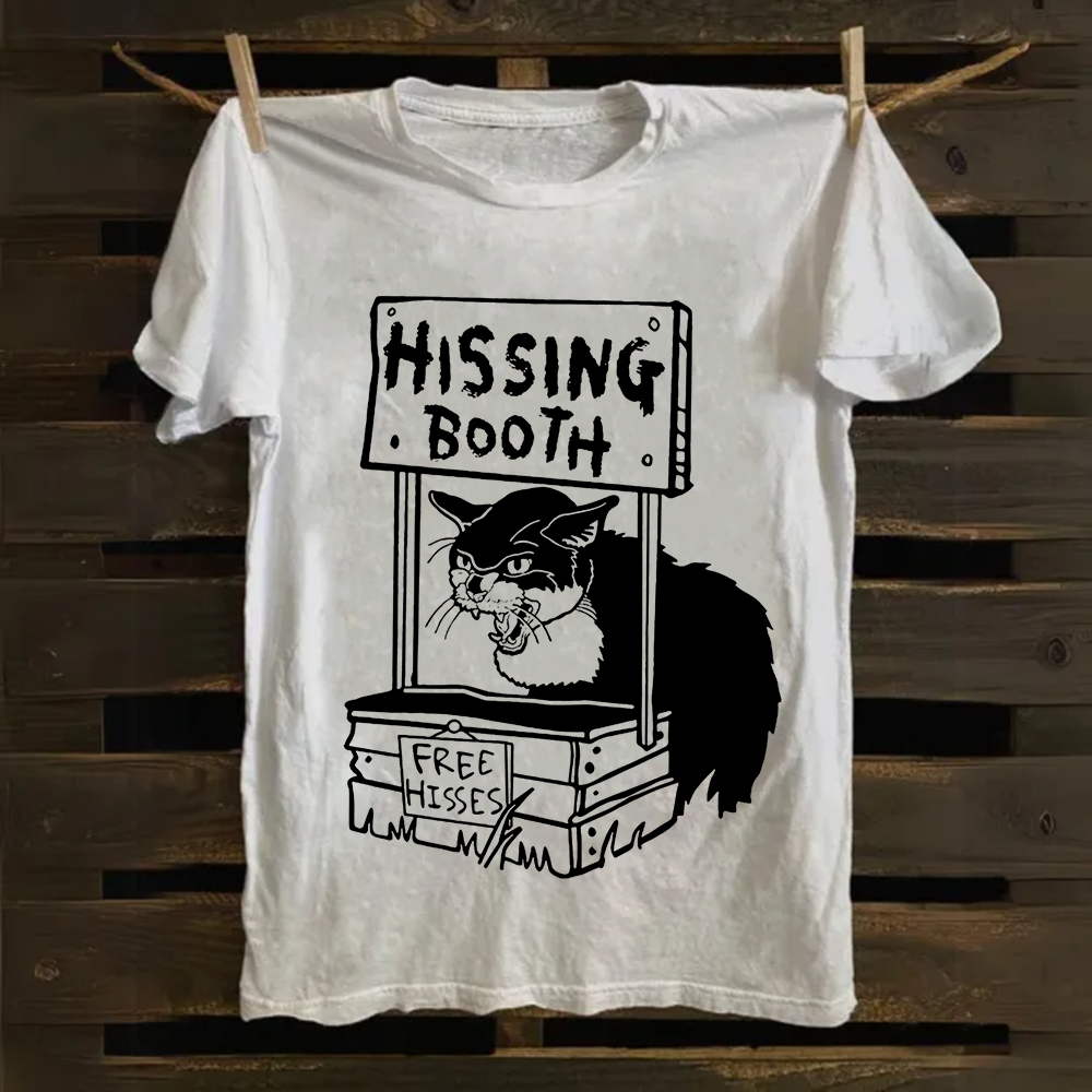 Unisex Vintage Cat pattern print Cotton T-Shirt