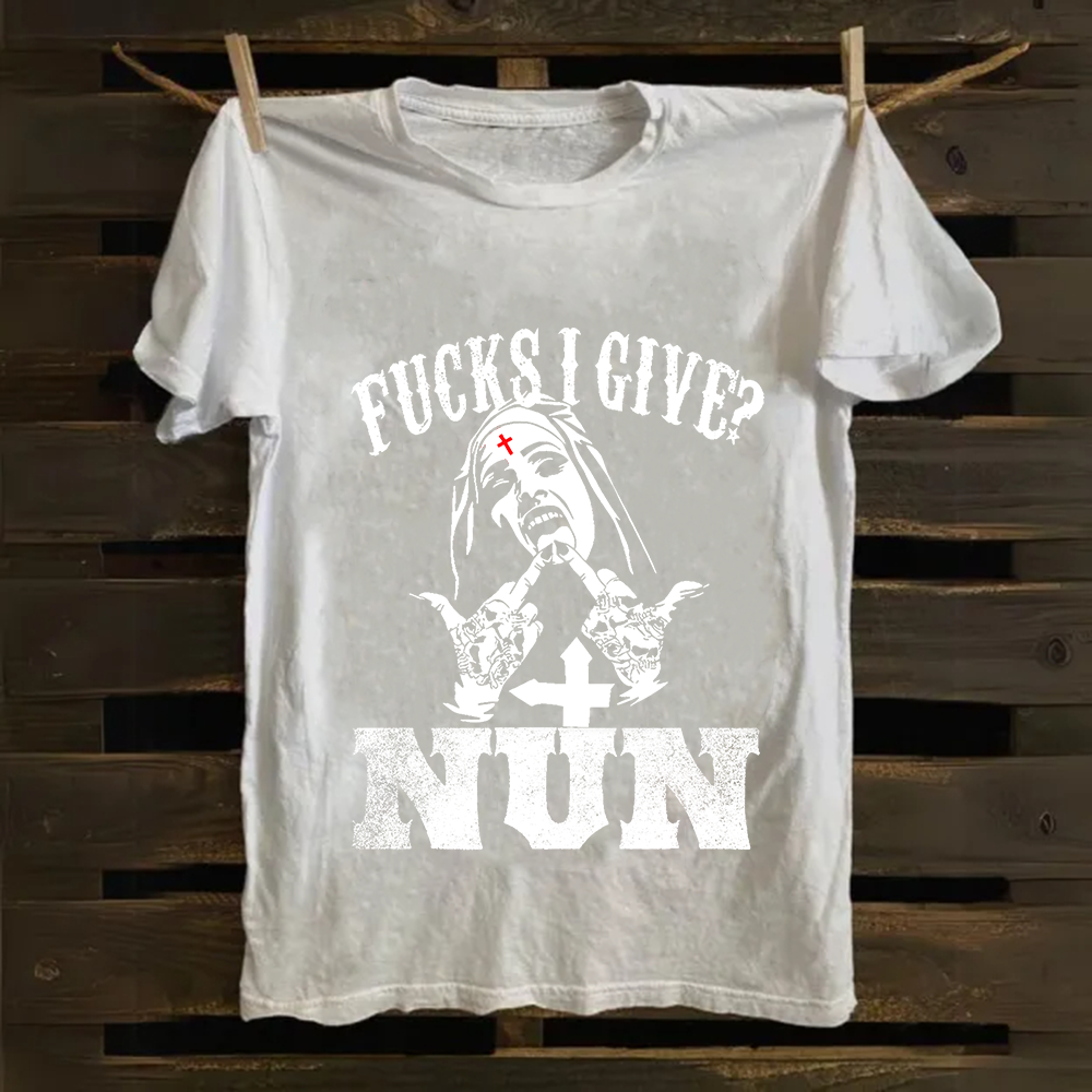 Unisex Vintage Unholy Nun Fucks Given Nun Unisex Classic Cotton T-Shirt