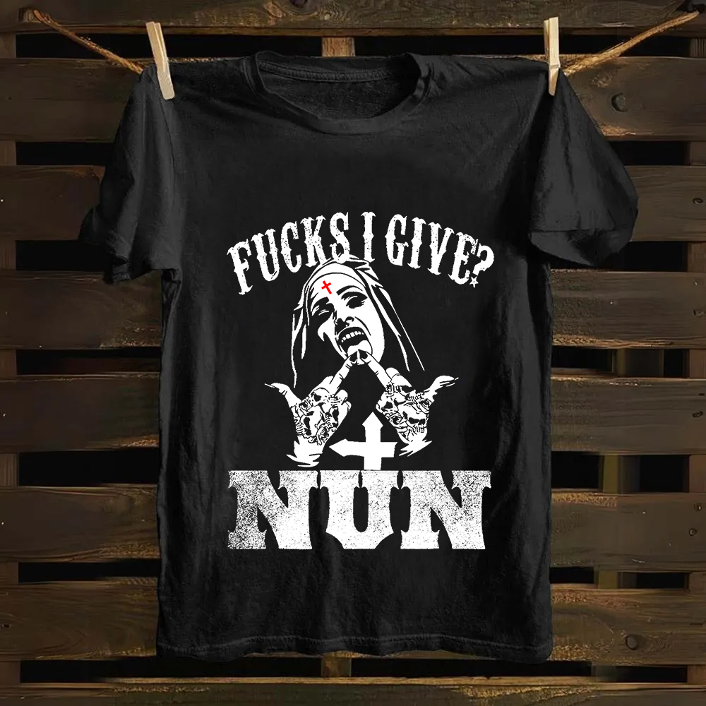 Unisex Vintage Unholy Nun Fucks Given Nun Unisex Classic Cotton T-Shirt