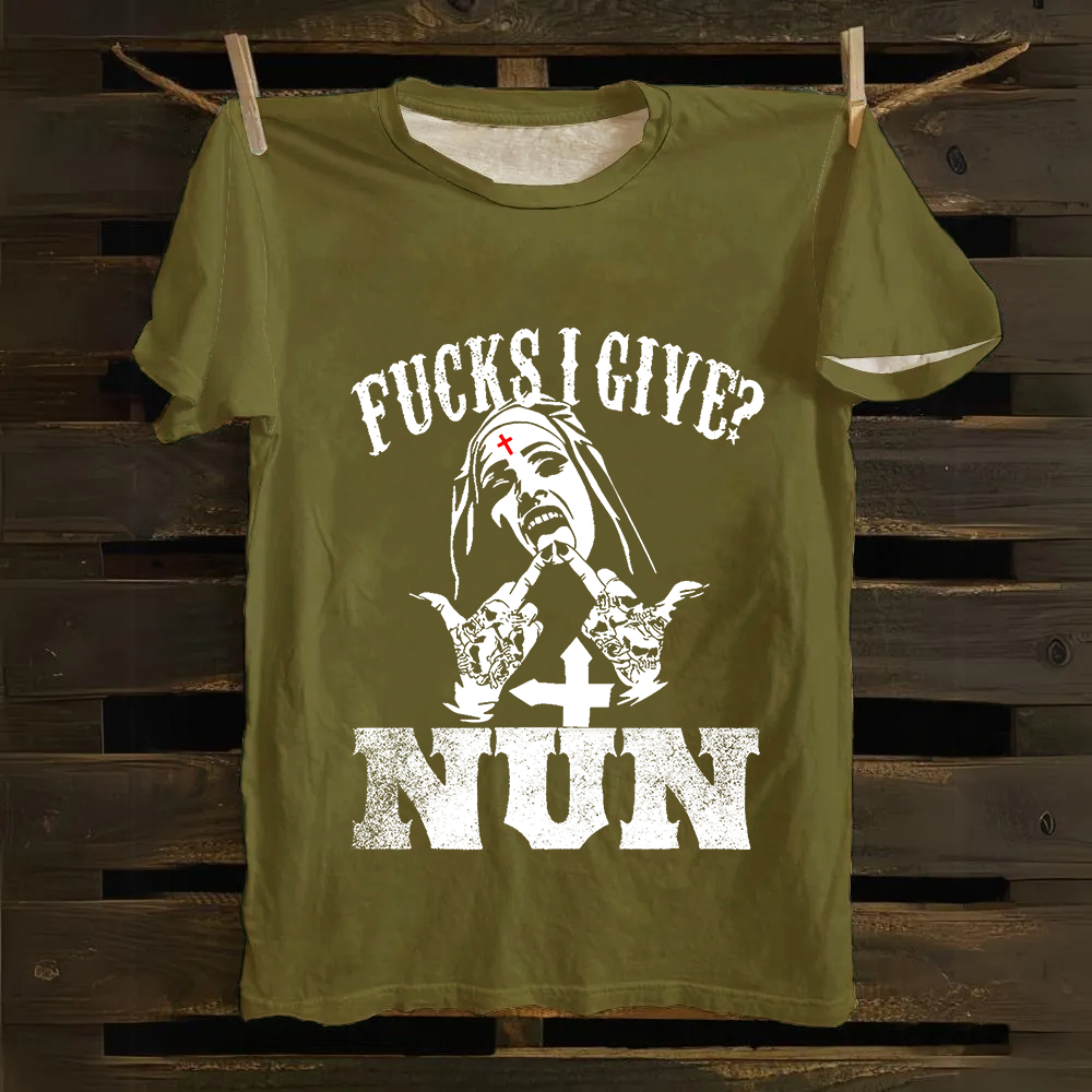 Unisex Vintage Unholy Nun Fucks Given Nun Unisex Classic Cotton T-Shirt