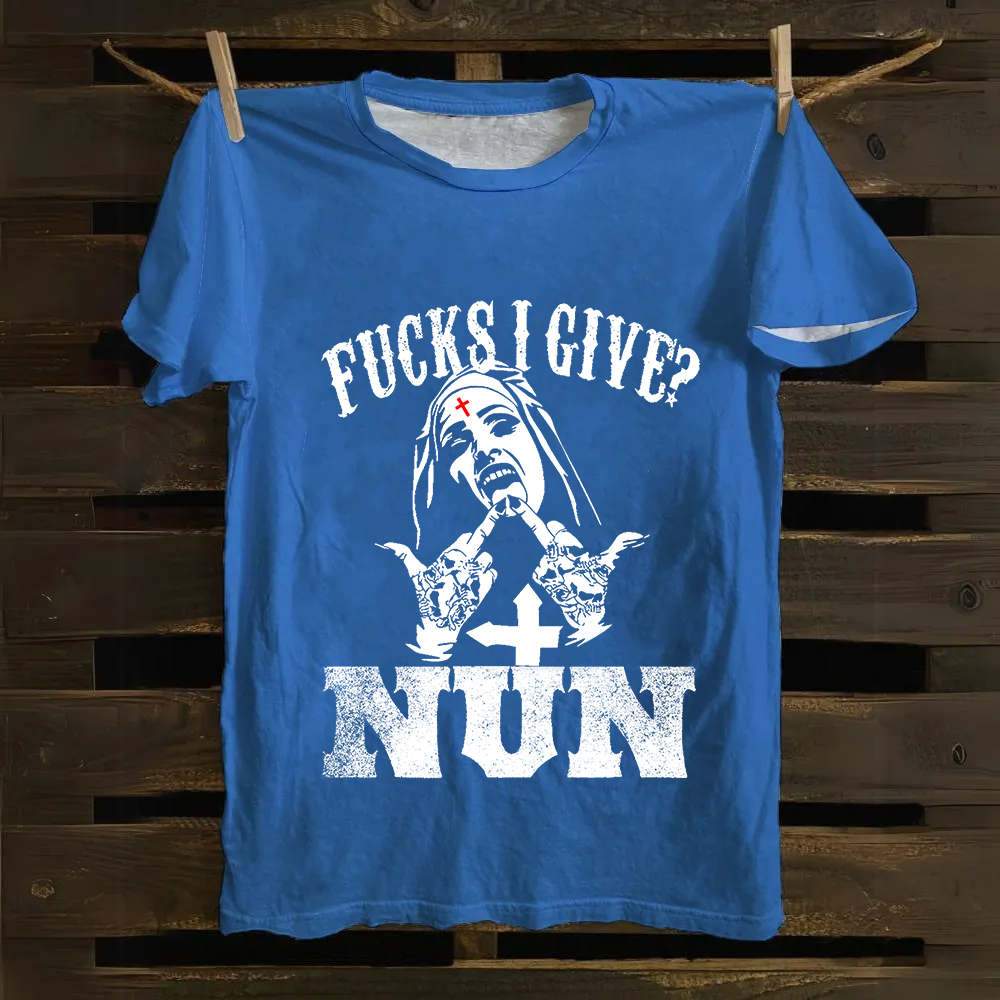 Unisex Vintage Unholy Nun Fucks Given Nun Unisex Classic Cotton T-Shirt