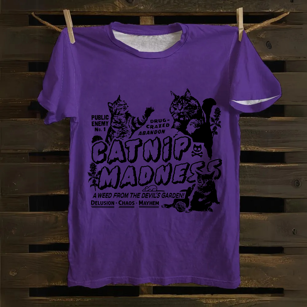 Unisex Vintage catnip madness Cotton T-Shirt