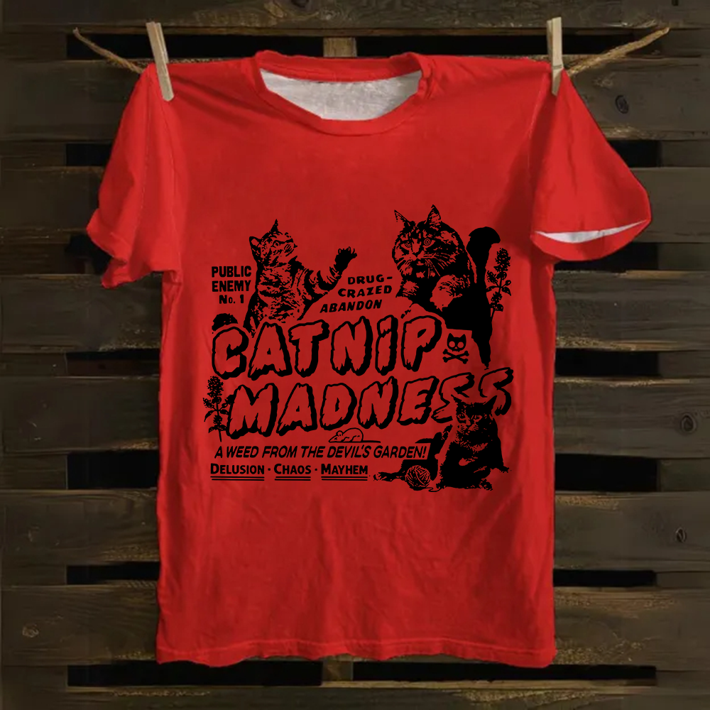 Unisex Vintage catnip madness Cotton T-Shirt