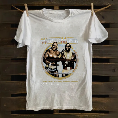WWE Wrestle Mania - Hulk Hogan vs Mr T Casual Printed Cotton T-Shirt