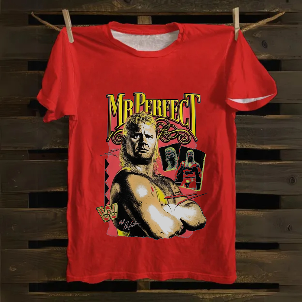 WWE Mr. Perfect Wrestling Casual Printed  Cotton T-Shirt
