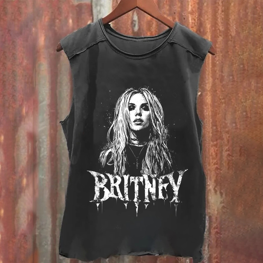 Unisex Vintage Washed  Britney Singer Tank Top