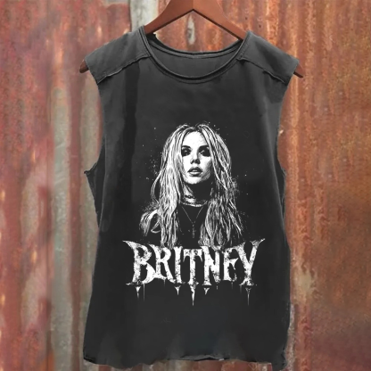 Unisex Vintage Washed  Britney Singer Tank Top
