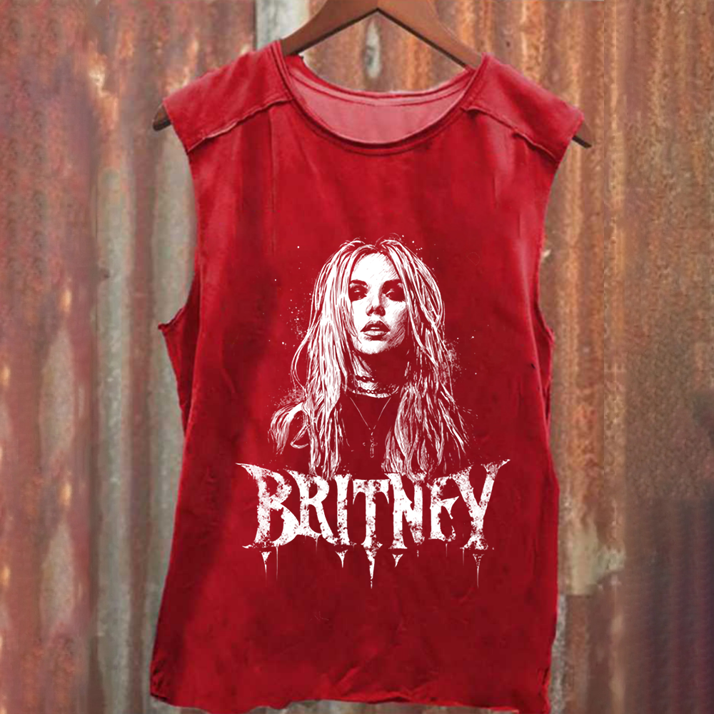 Unisex Vintage Washed  Britney Singer Tank Top