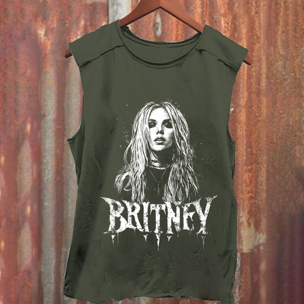 Unisex Vintage Washed  Britney Singer Tank Top
