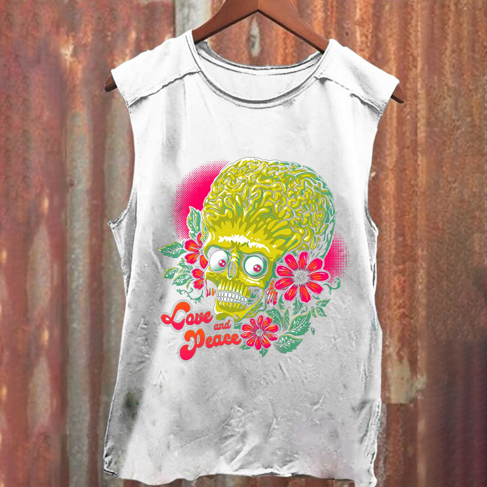 Unisex Vintage Washed Love and Peace Tank Top
