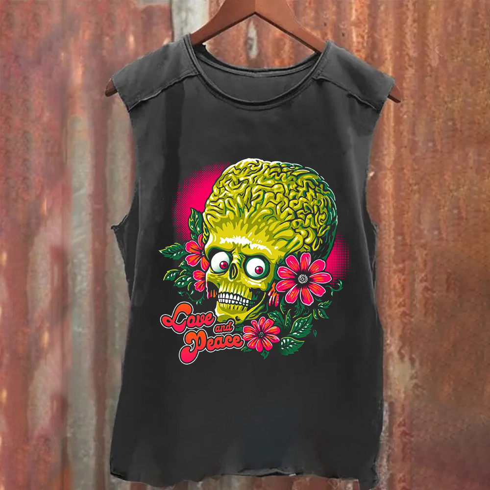 Unisex Vintage Washed Love and Peace Tank Top