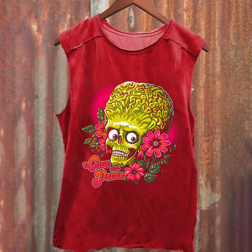 Unisex Vintage Washed Love and Peace Tank Top