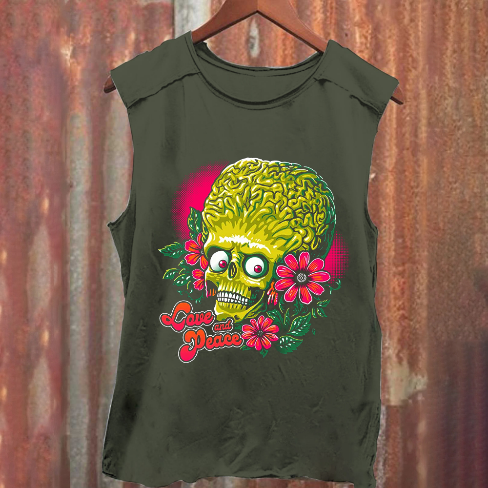 Unisex Vintage Washed Love and Peace Tank Top