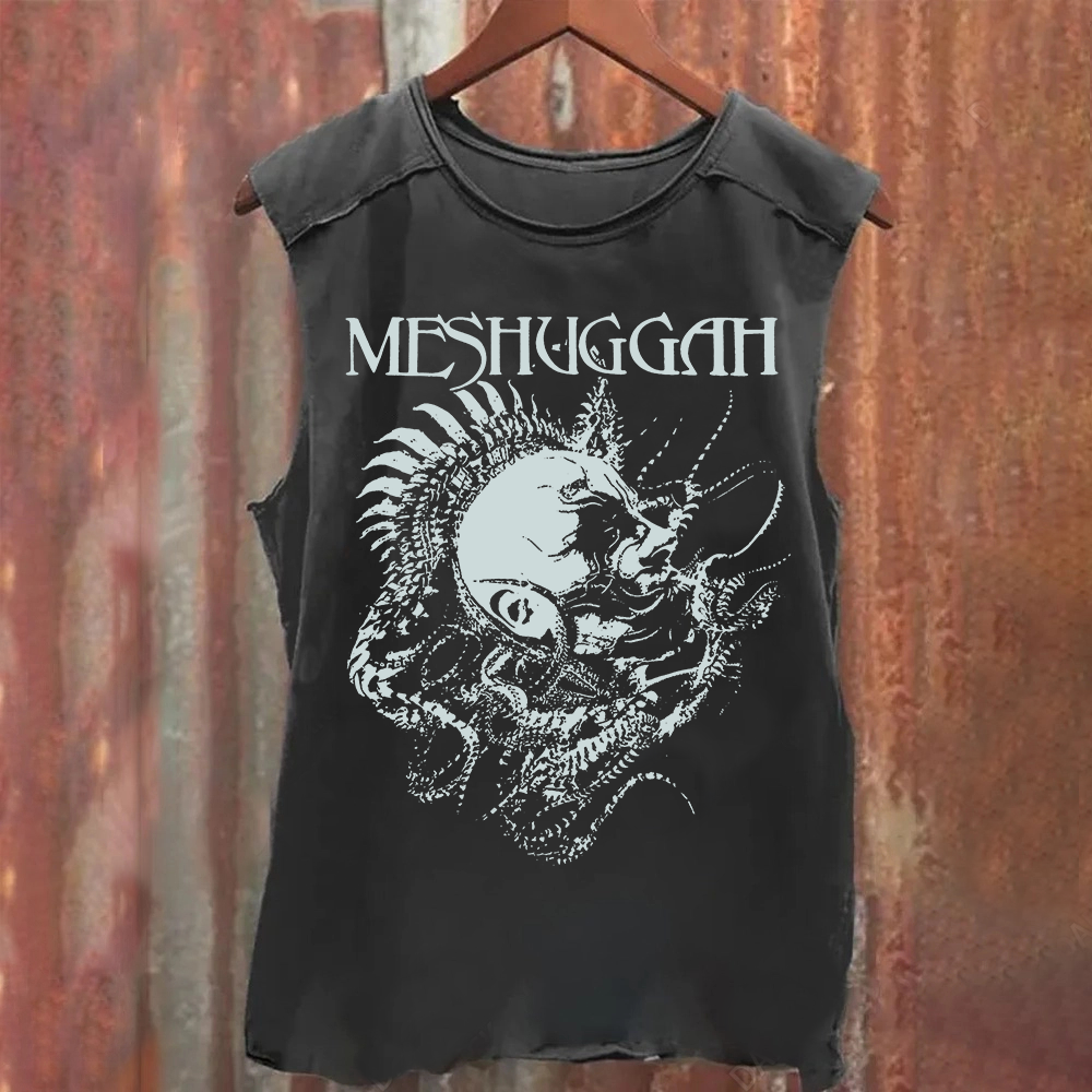 Unisex Vintage Washed Meshuggah Metal Band Tank Top