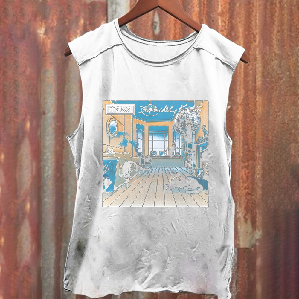 Unisex Vintage Washed Definitely Kitty Tank Top