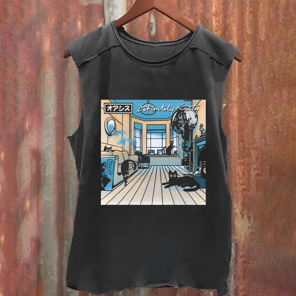 Unisex Vintage Washed Definitely Kitty Tank Top
