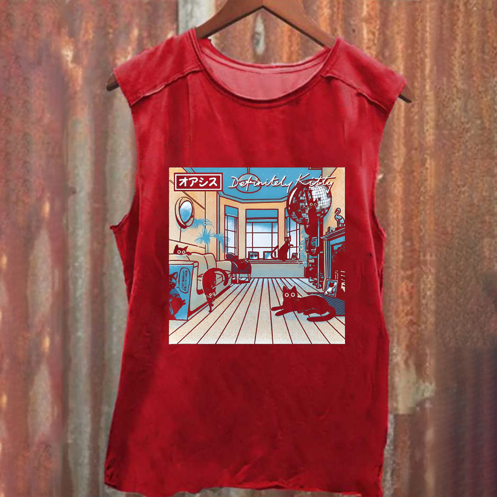 Unisex Vintage Washed Definitely Kitty Tank Top
