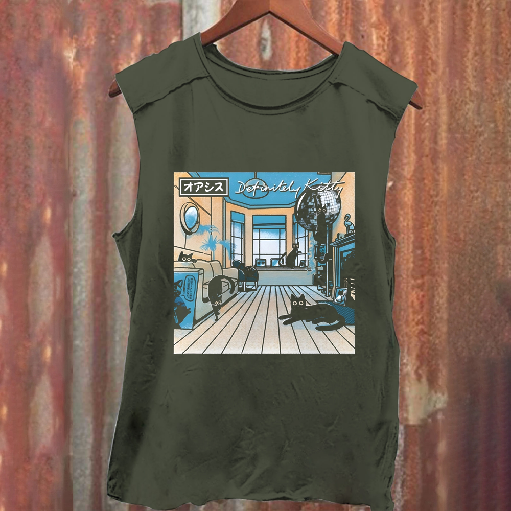 Unisex Vintage Washed Definitely Kitty Tank Top