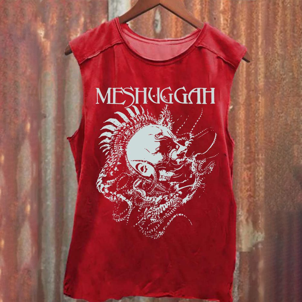 Unisex Vintage Washed Meshuggah Metal Band Tank Top