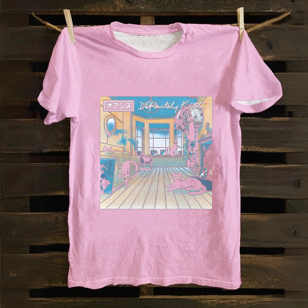 Unisex Vintage Definitely Kitty Cotton T-Shirt