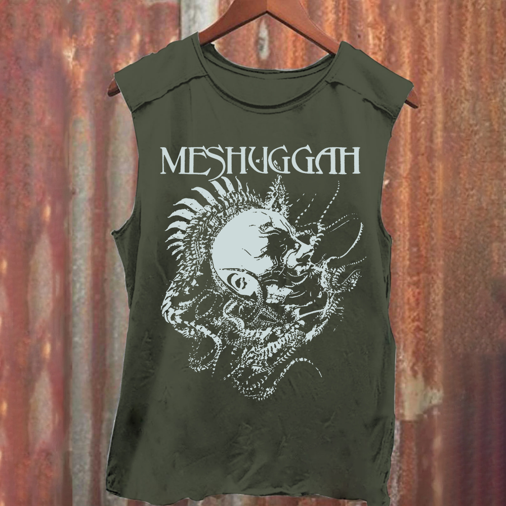 Unisex Vintage Washed Meshuggah Metal Band Tank Top
