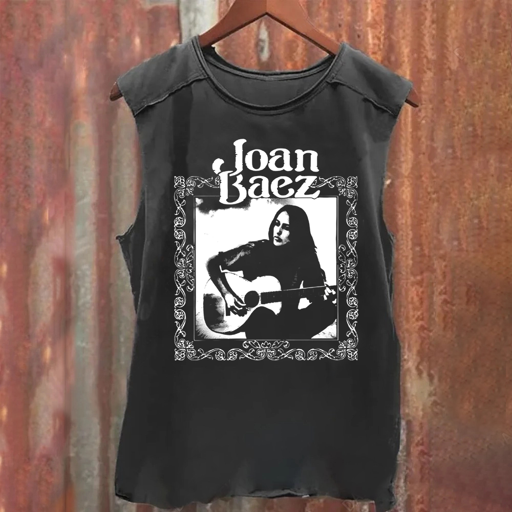 Unisex Vintage WashedJoan Baez Singer Tank Top