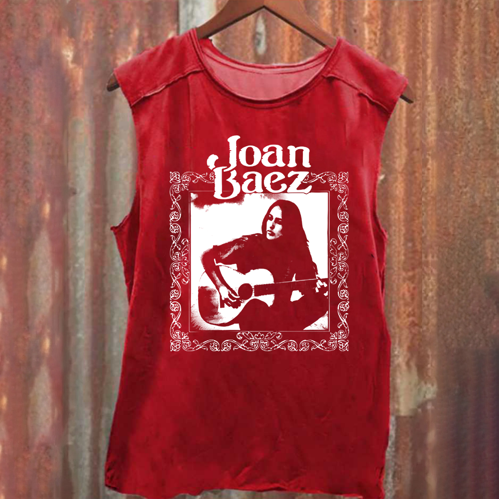 Unisex Vintage WashedJoan Baez Singer Tank Top