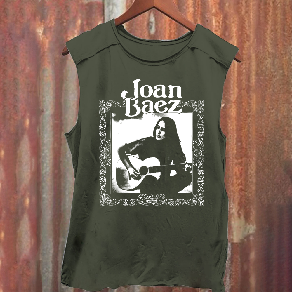 Unisex Vintage WashedJoan Baez Singer Tank Top