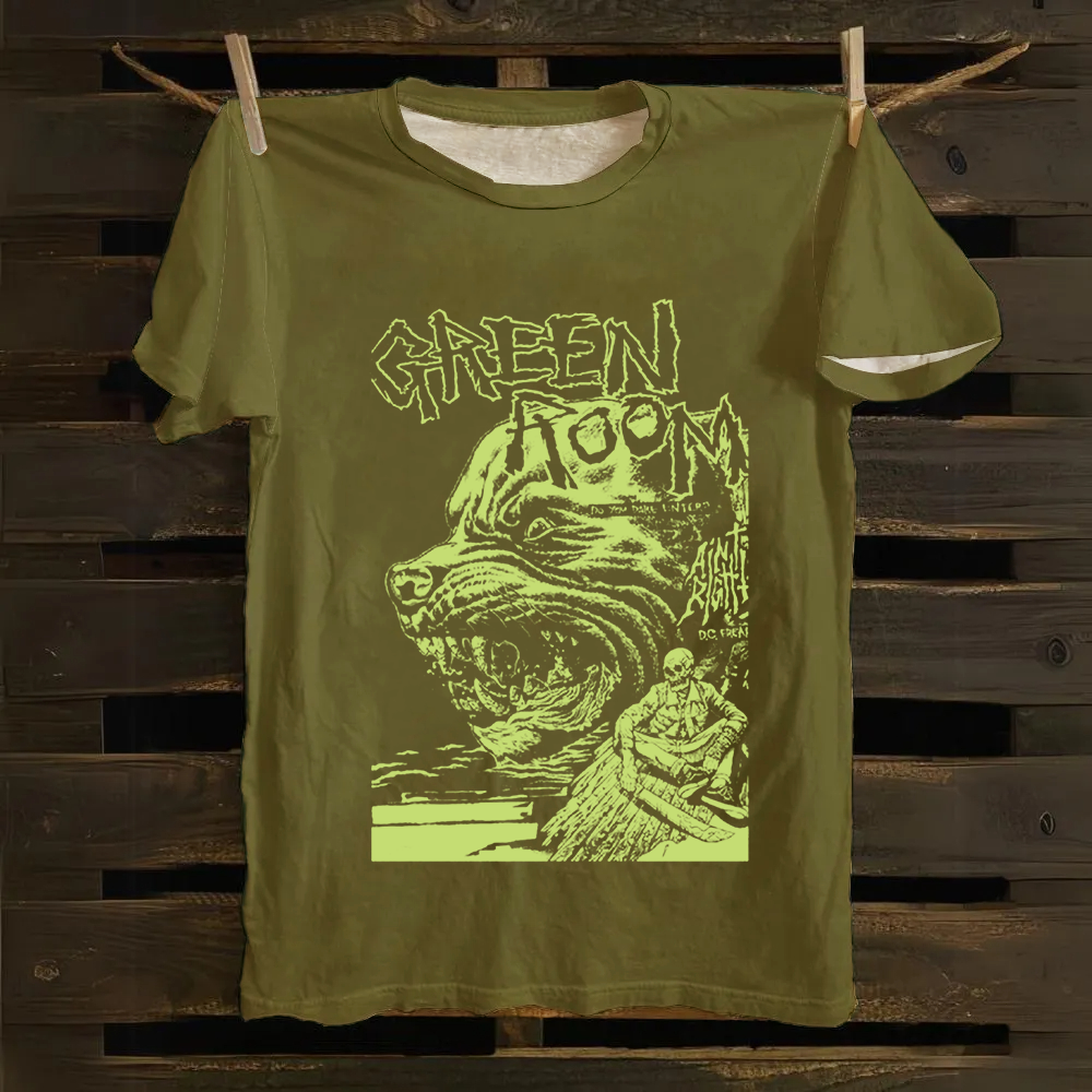 Unisex Vintage Green room horror movie 2015 Cotton T-Shirt