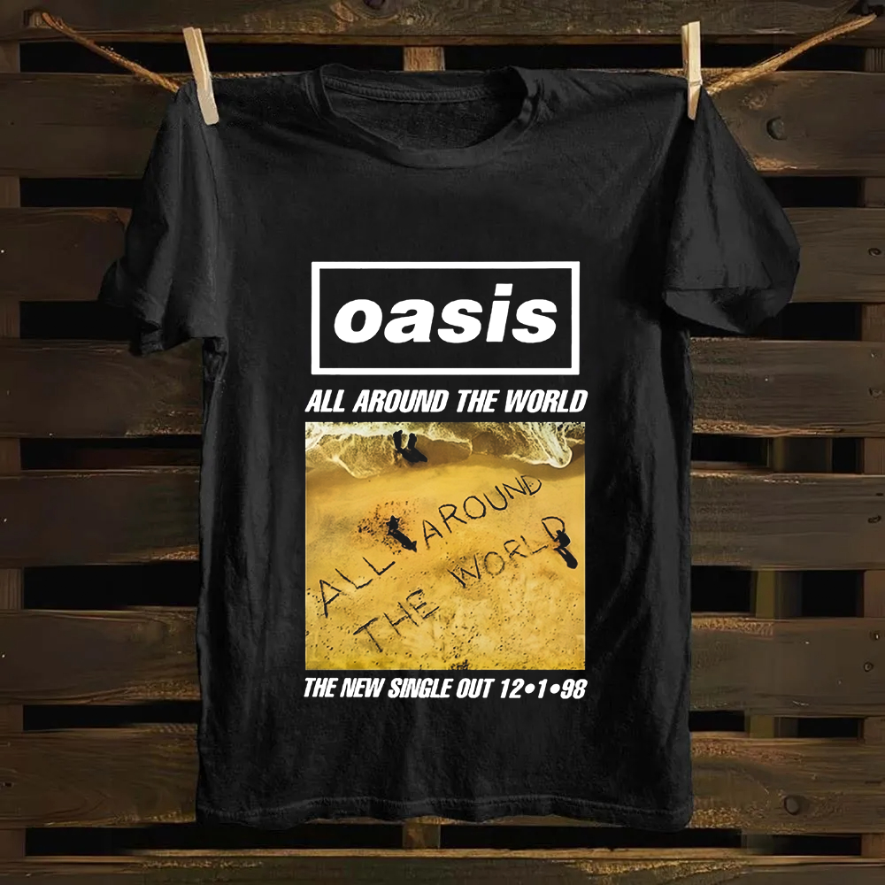 Unisex Vintage Oasis Band All Around the World  Cotton T-Shirt