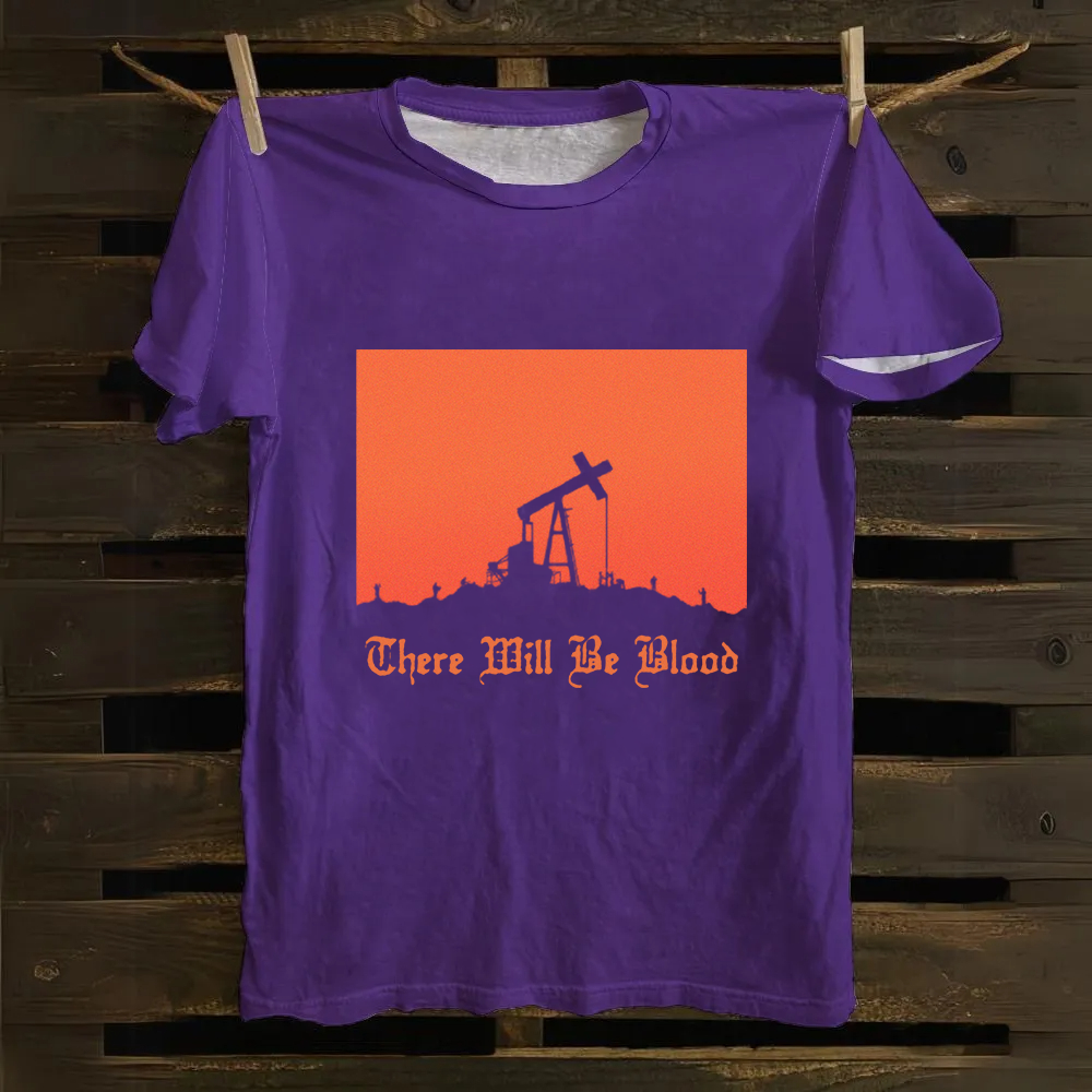 Unisex Vintage  There will be blood， western movie Cotton T-Shirt