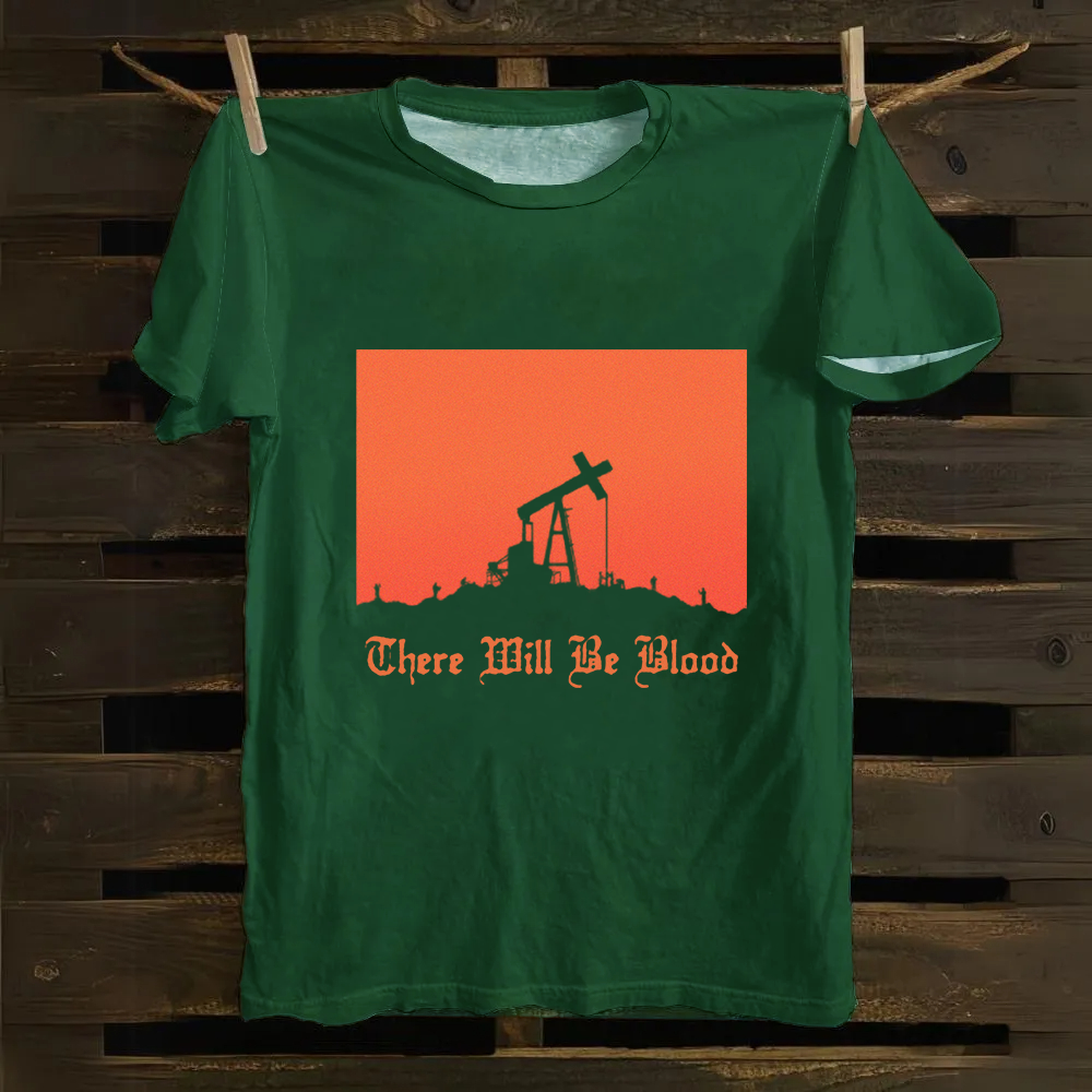 Unisex Vintage  There will be blood， western movie Cotton T-Shirt