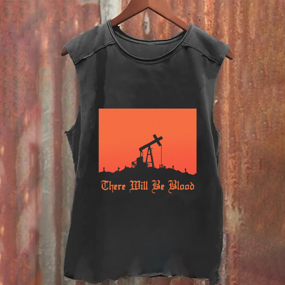 Unisex Vintage Washed  There will be blood， western movie Tank Top