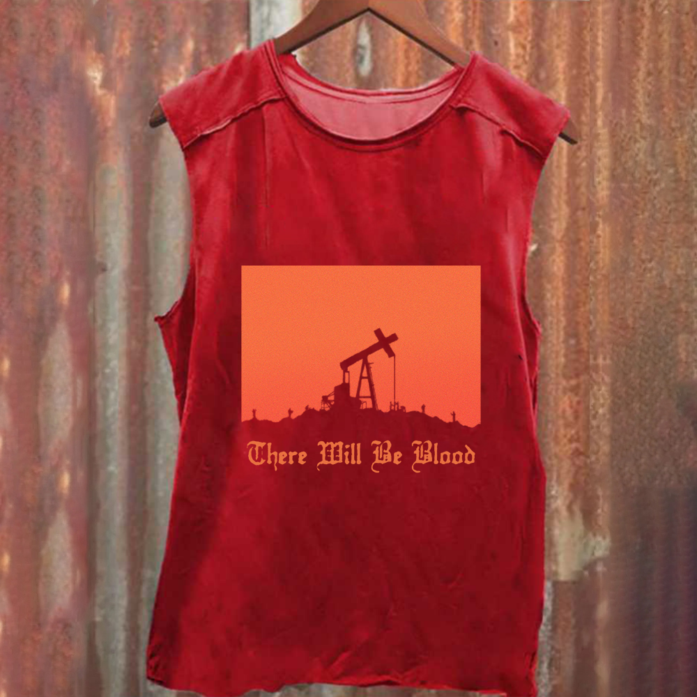 Unisex Vintage Washed  There will be blood， western movie Tank Top