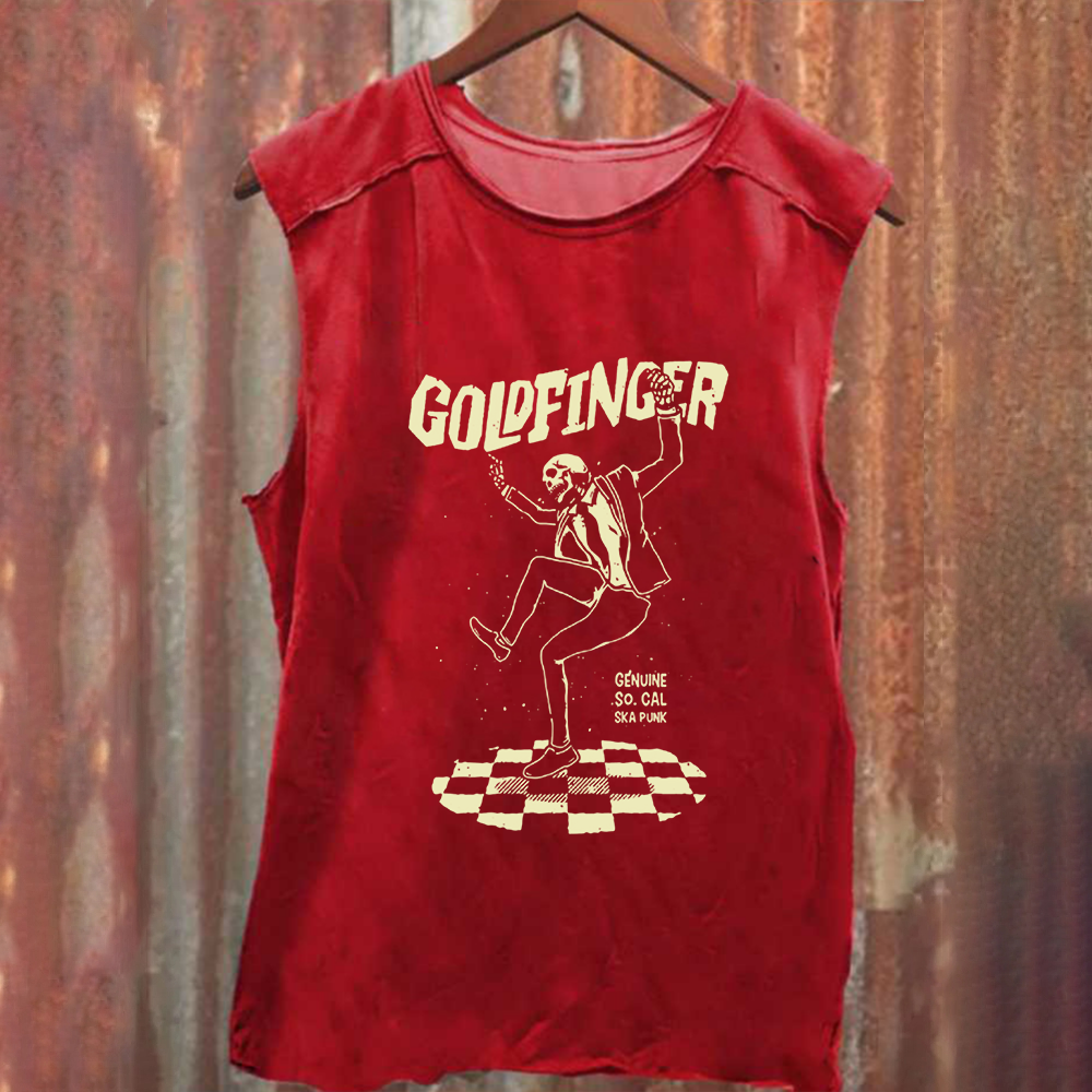 Unisex Vintage Washed  Goldfinger Band Tank Top