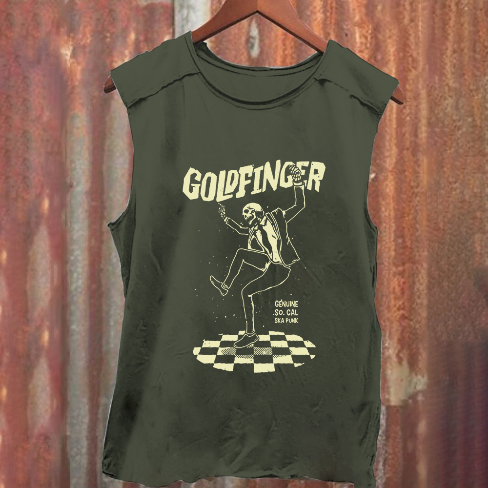 Unisex Vintage Washed  Goldfinger Band Tank Top