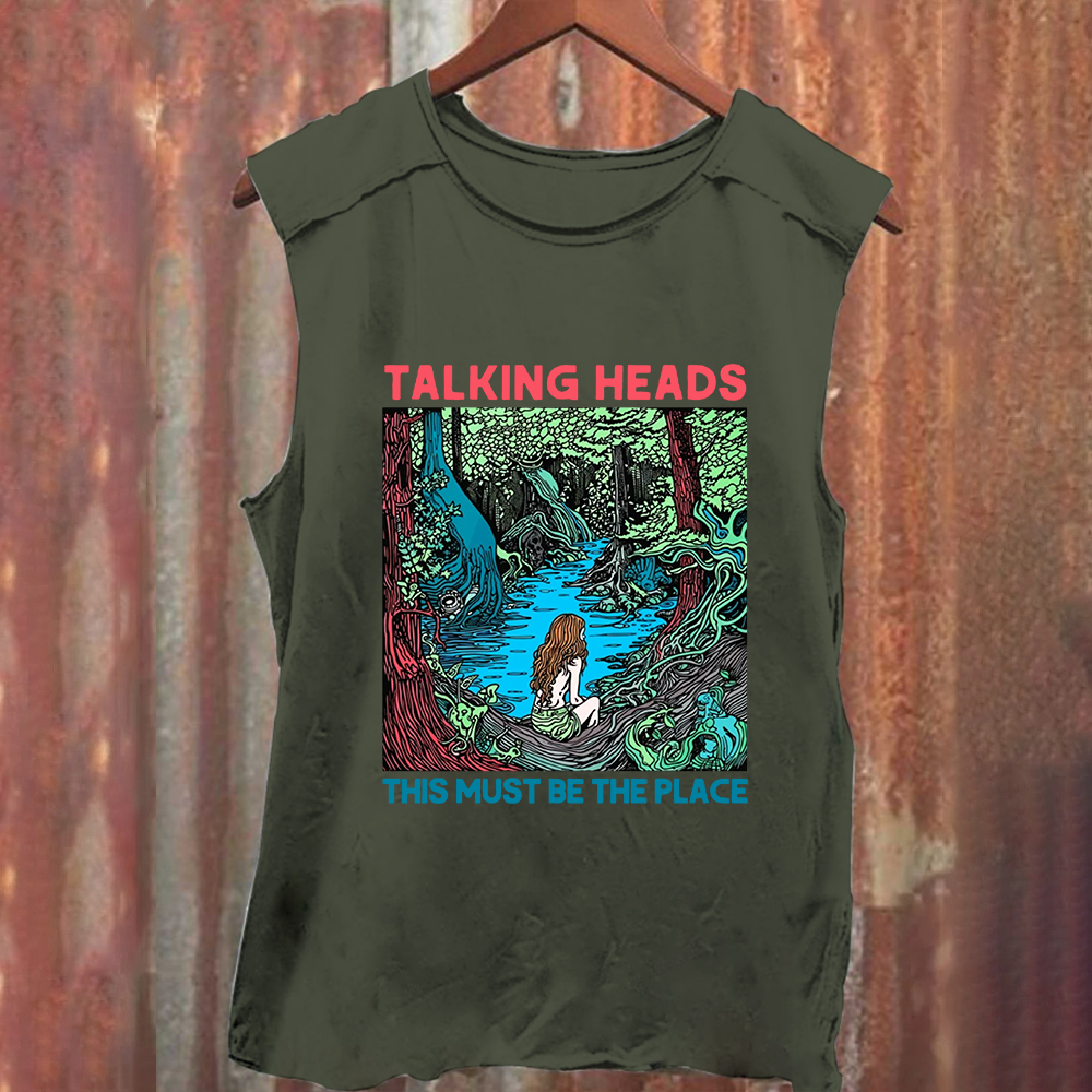 Unisex Vintage Washed  Talking Heads Band Casual Printed Tank Top