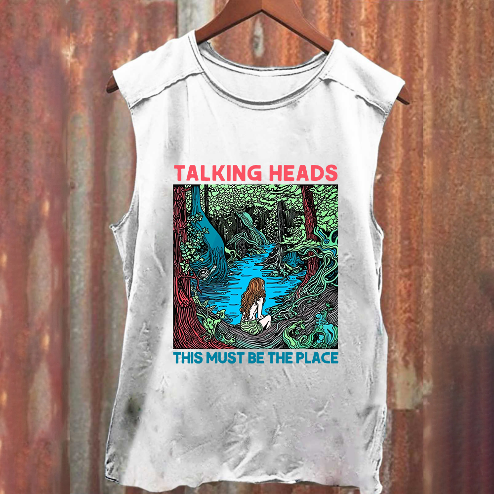 Unisex Vintage Washed  Talking Heads Band Casual Printed Tank Top