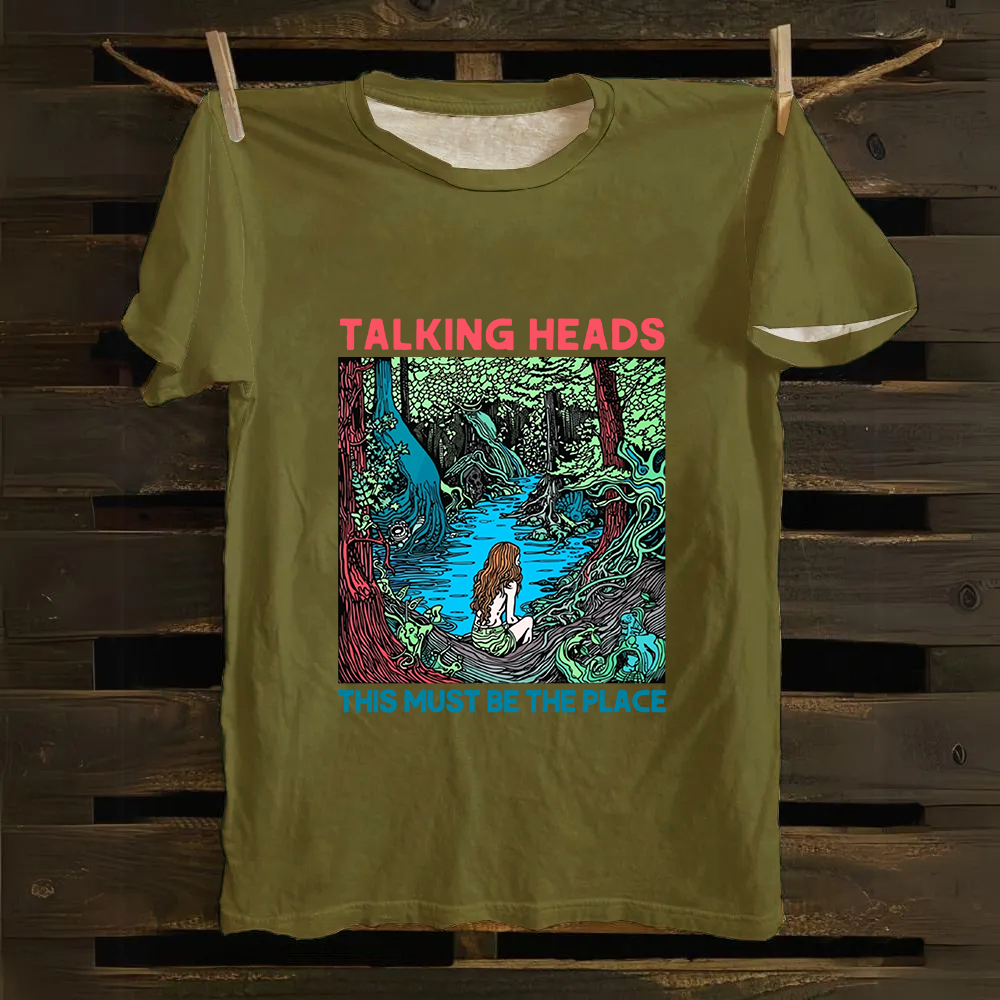 Unisex Vintage  Talking Heads Band Casual Printed Cotton T-Shirt