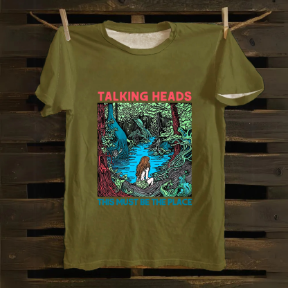 Unisex Vintage  Talking Heads Band Casual Printed Cotton T-Shirt